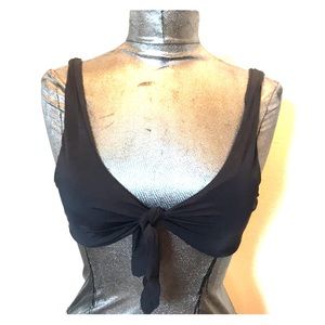 Black front tie bikini top